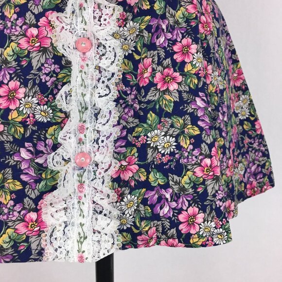 80s Floral Lace Trim Vintage Top Co-ord Set - Picture 6 of 13